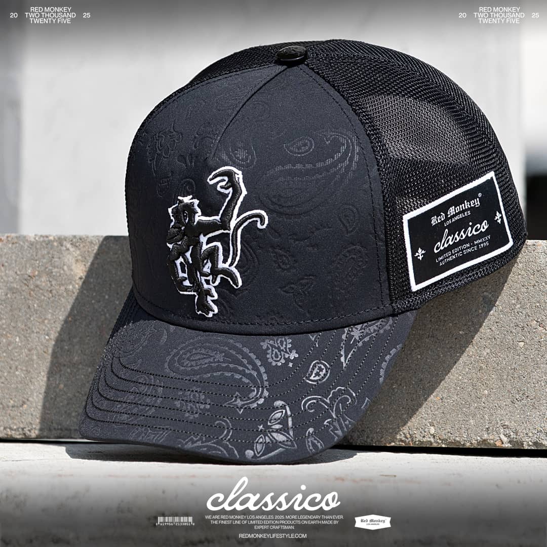 Red Monkey St. Raphael Black RM1427 Limited Edition Unisex Trucker Hat – Snapback, Mesh Back, Vintage Style